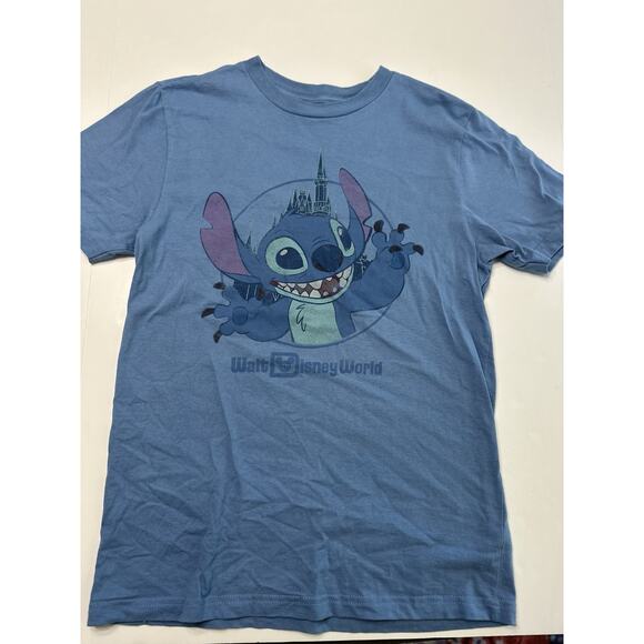Disney Tops - Walt Disney World Park Shirt Adult Size Small Blue Stitch Castle T-Shirt